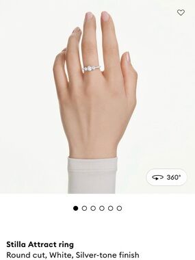 Swarovski Silver-Tone Three-Stone White Crystal Ring